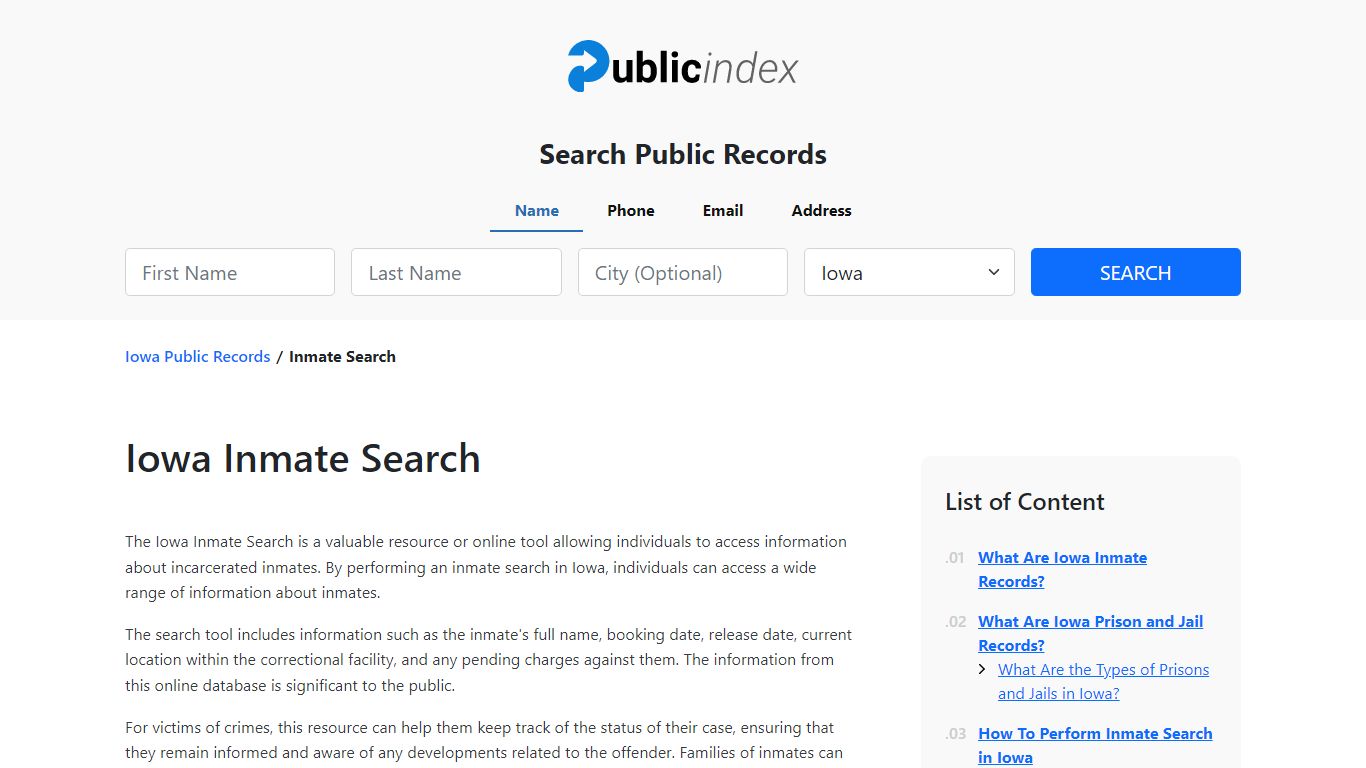 Iowa Inmate Search and Jail Records Online - ThePublicIndex