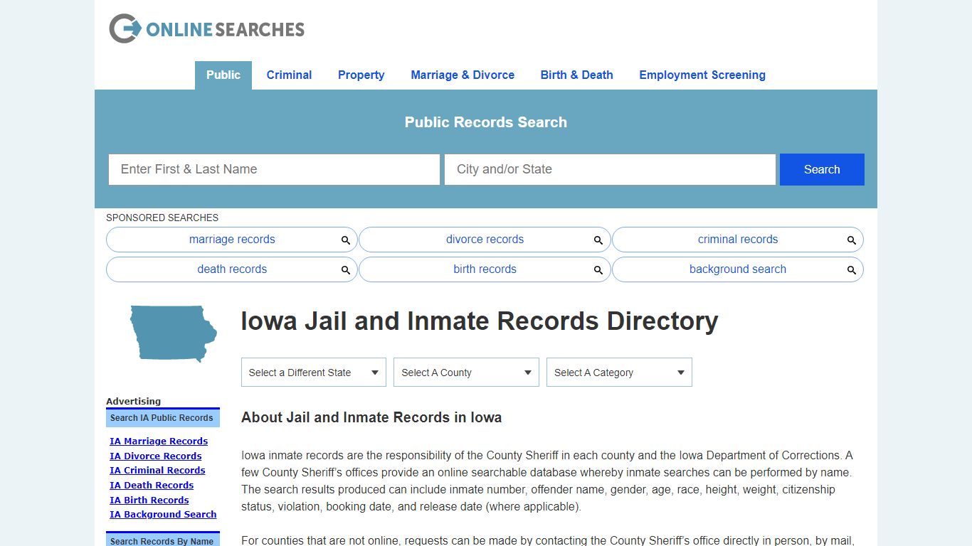 Iowa Jail and Inmate Records Search Directory - OnlineSearches.com